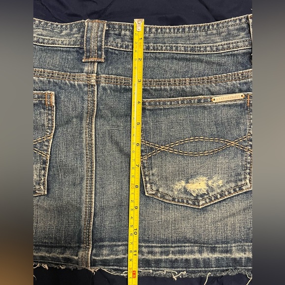 Abercrombie and Fitch Distressed Cut-Off Blue Denim Mini-Skirt Size 10 - Picture 8 of 10